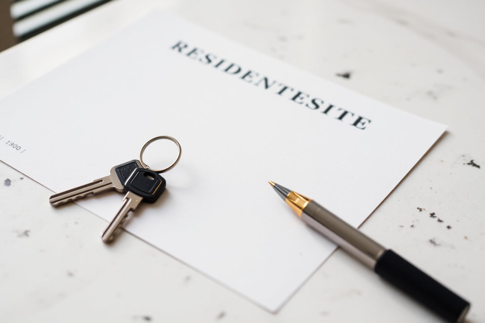 Keys and a printed accommodation agreement on a table, representing a stay confirmed in writing